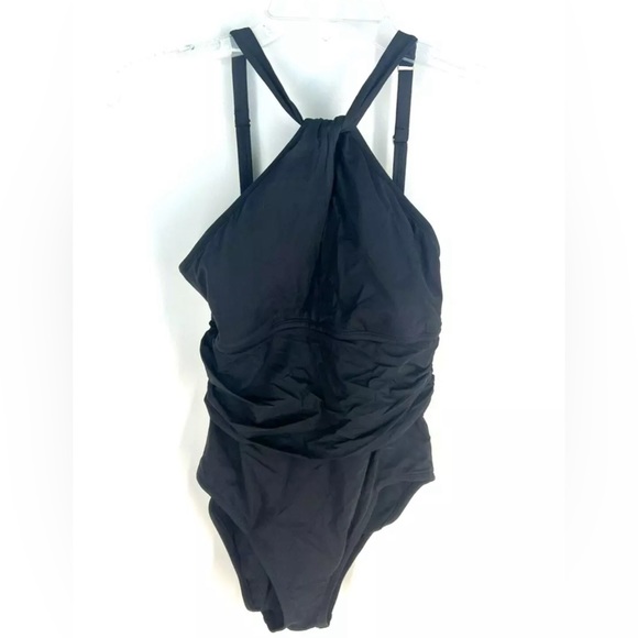 Bleu Rod Beattie Women’s High Neck Black One Piece Swimsuit Size 8